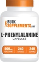 BulkSupplements.com L-Phenylalanine Capsules - Suplemento Fenillanina, L-Phenylalanine 500mg - Gluten Free, 1 cápsula por servicio, 240 cápsulas (Pack of 1)