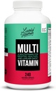 LIVELY VITAMIN CO. Multivitamínico - 37 Vitaminas Minerales y Extractos - Energía - Memoria - Función Inmunitaria - Corazón- Cerebro - Enfoque - Antioxidantes - Soy lácteo libre - 240 cápsulas vegetarianas