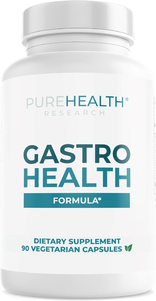 PUREHEALTH RESEARCH Gastro Health Formula - Natural Alginate for Acid Reflux - DGL Supplement for Heartburn & Indigestion - With Artichoke, Rhodiola Rosea, Hyaluronic Acid, Quince & More - 90 Capsules