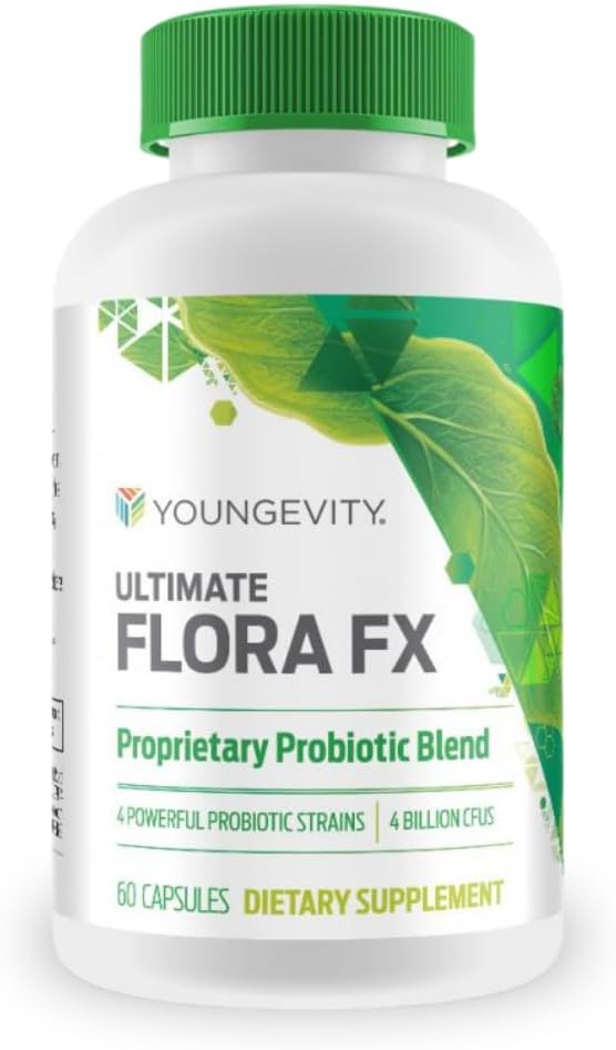 Youngevity Ultimate Flora FX Suplemento Probiótico - 4 botellas 60 cápsulas por botella