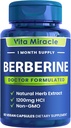 Berberine Supplement 1200mg - Pure Berberine HCL Organic 97% Tested Super Purity - Best All Natural Non-GMO Supplements for Women and Men - Compare This 1200 mg to Others 500mg Or 1000mg Capsules