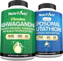 Nutrivein Premium Ashwagandha & Liposomal Glutathione Supplement Bundle: High-Absorption Glutathione Liposomal Supplement & Ashwagandha Supplements for Immunity, Balance, Vitality, " Detox