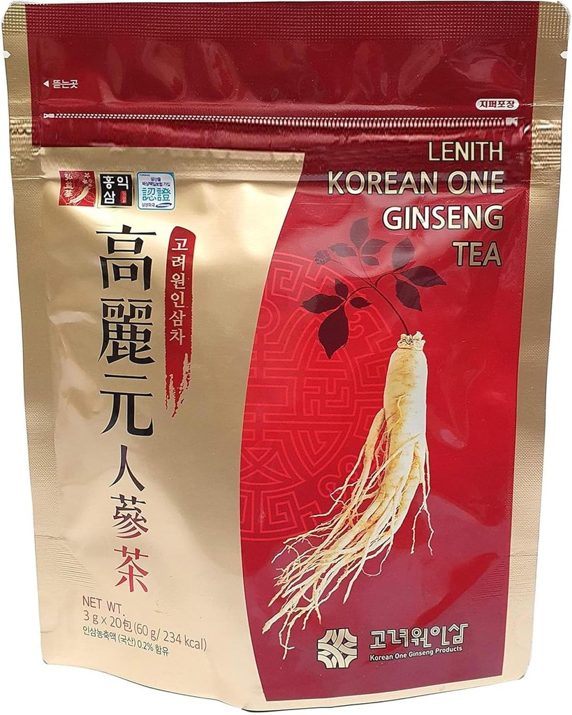LENITH 100% Original Korean One Panax Ginseng Tea 20T Roots Extracto Granules 60g (3g X 20T)