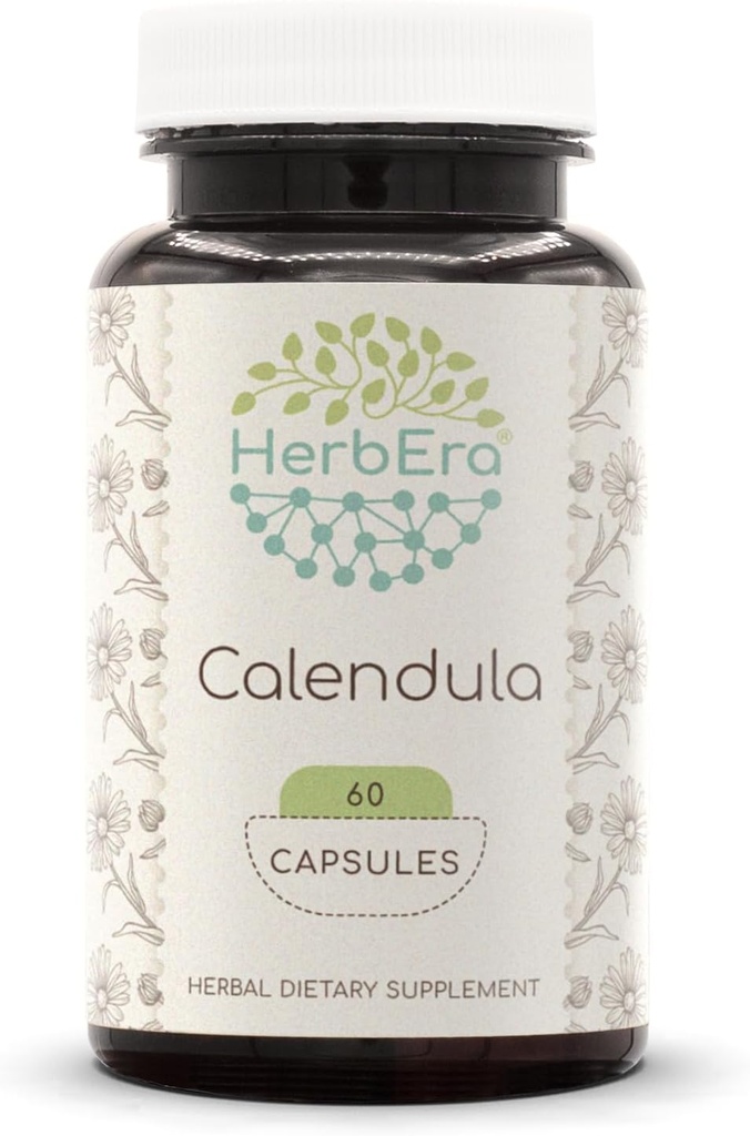 HerbEra Calendula 60 Capsules, Made from Calendula (Calendula Officinalis) Dried Flower (60 Capsules)