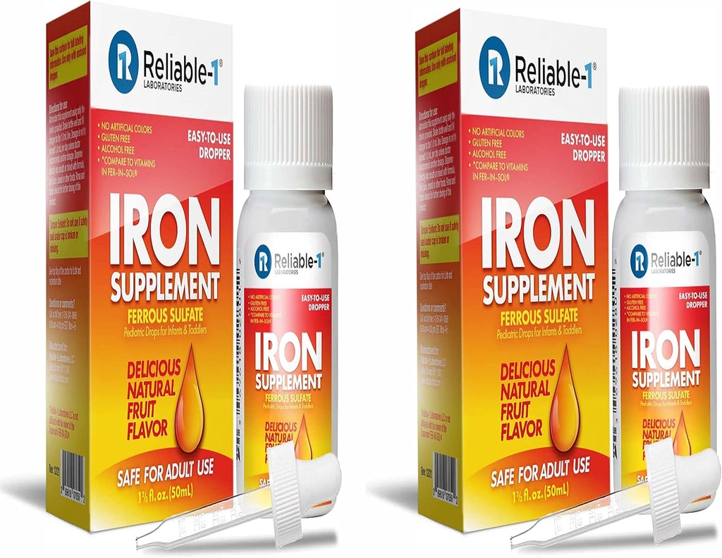 Ferrous SULFATE/Pediatric Drops for Infants " Toddler Iron Supplement (2-Pack)