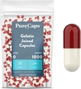 PureCaps USA - Empty Gelatin Capsules Tamaño 0  1,000 Píldoras unidas Scarlet Red/White ← Non-GMO Certified peru SLS, Gluten, Preservative Free