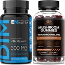 EFFECTIVE NUTRA DIM Supplement 300mg & Mushroom Gummies 2500mg - Extra Strength DIM + Mushroom Complex for Estrogen Hormone Balance, Treatment of Acne & PCOS, Immune Support & Energy