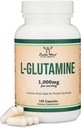 L Glutamine Capsules - (1000mg Servings, 120 Capsules) No Gluten Free, Keto Safe, Vegan Friendly, Third Party Tested (for Endurance and Gut Health) by Double Wood