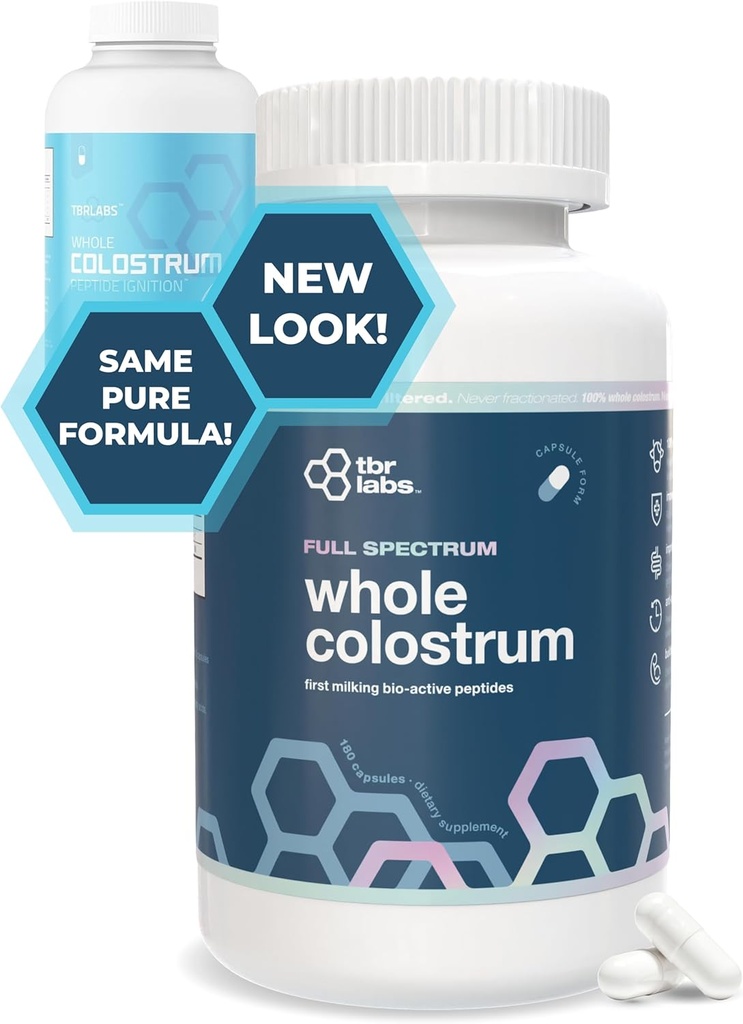 Pure Bovine Colostrum 180 Capsules - Antibiótico y Hormona Gratis - USA Sourced - All Natural - 100% First Milking