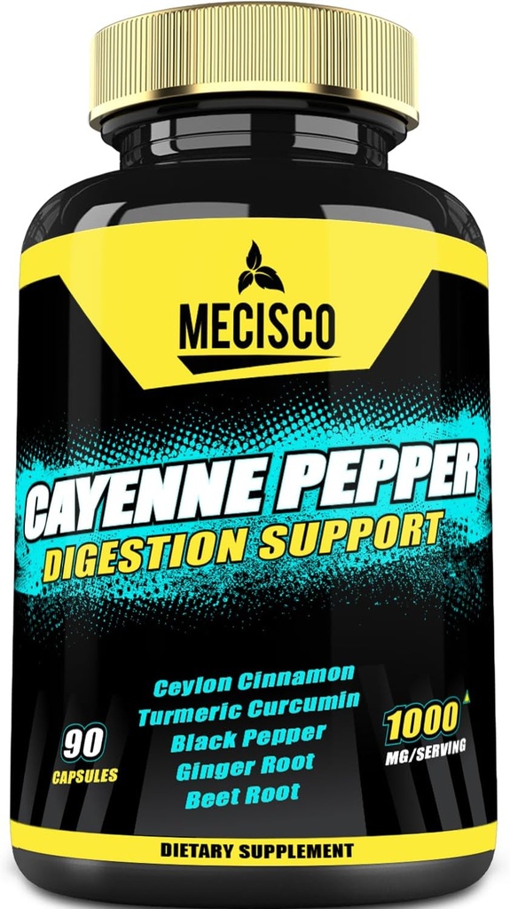 6in1 Cayenne Pepper Capsules con Ginger Root, Beet Root y Black Pepper y Más - 90 cápsulas