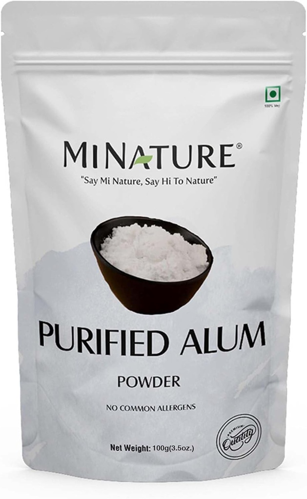 Mi Nature Alum Powder Potassium (Fitkari/Phitkari) -100% Natural Skincare for Acne, Odor Control & Water Purification Face Mask for |Pore Refining 100g |Face Pack Powder |Cruelty-Free