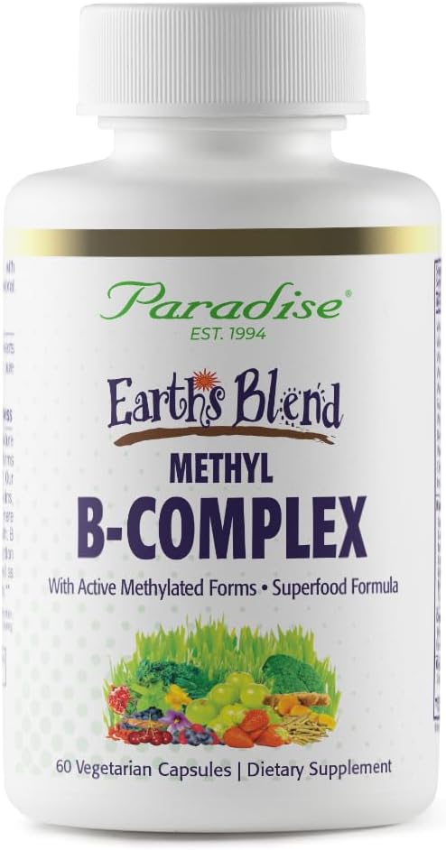 Herbs paradisiaco, Blend B-Complex de la Tierra, Metilada, Formas Enzimáticamente Activas de vitaminas B + Superalimentos, Apoya Energía e Inmunidad, 60 cápsulas
