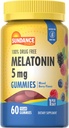 Sundance Melatonin Gummies 5mg tención 60 Conde ← Mixed Berry Flavor Silencio Vegan, No GMO &amp; Gluten Suplemento gratuito para adultos