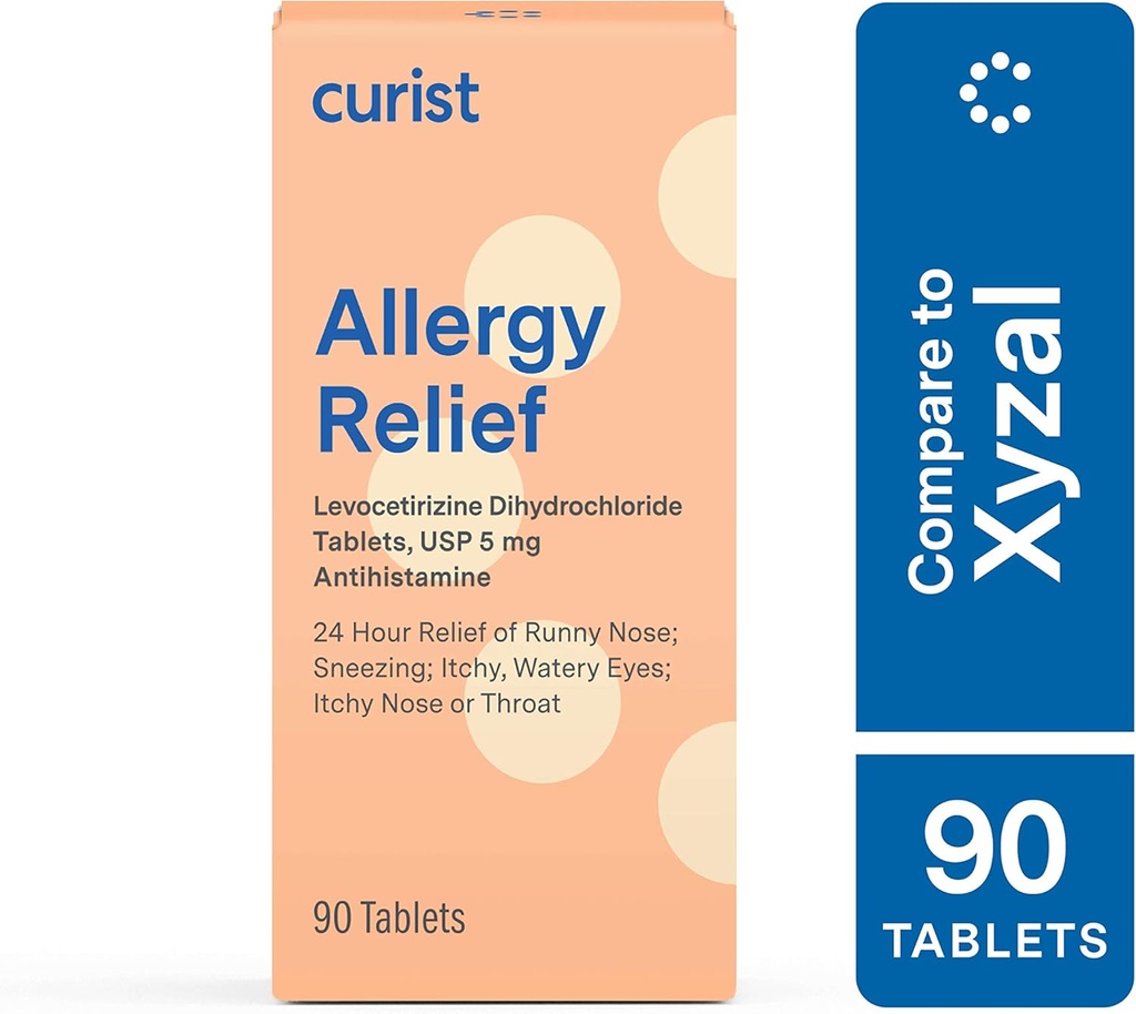Curist - Levocetirizina Xyzal Genérico 5 mg - (90 Tabletas) - Alergias Píldoras, 24 horas Alivio de Alergia - Medicina de Alergia