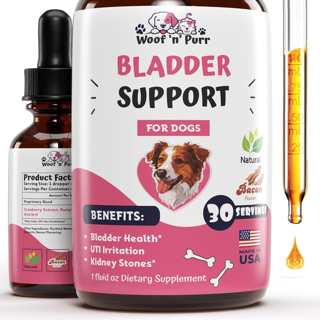 Control de la vejiga para perros ¦ Suplemento de la vejiga para perros - Apoyos Tracto urinario saludable - Tratamiento para perros UTI - Control de la vejiga - Soporte de la vejiga para perros - Suplemento UTI de perros - 1oz