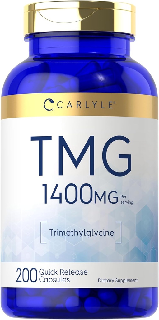 Carlyle TMG Suplemento Silencio 1400mg  200 Trimetilglycine Quick Release Capsules ← No Gluten