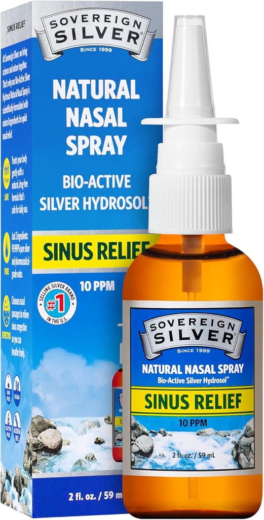 Soberana Silver Natural Nasal Spray - Colloidal Silver Nasal Spray, Bio Active Nose Mist for Sinus Congestion and Immune Support, Adults and Kids, 10 ppm - 2 fl oz (59mL)