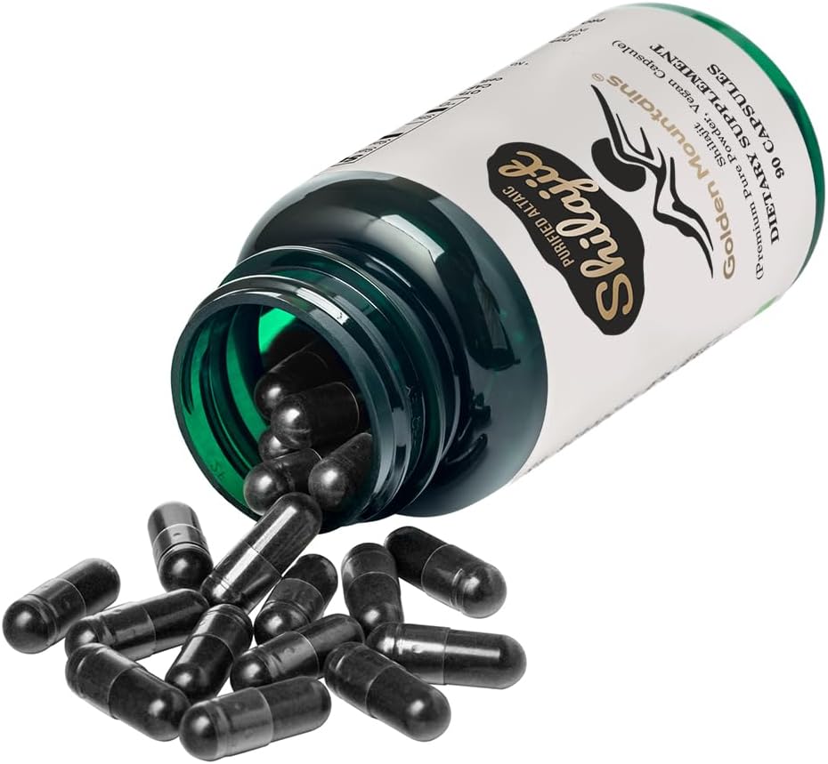 Golden Mountains Shilajit Vegan Capsule 500mg Pure Altai 90 Conde Premium Trace Minerals