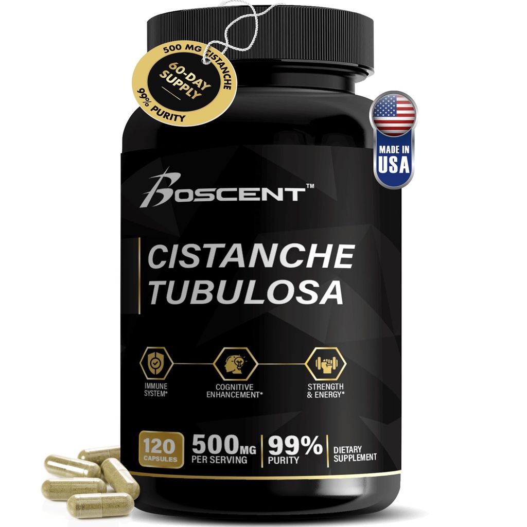 Premium Cistanche Tubulosa Extracto 500mg (120 Capsules) - 50% Echinacosides,10% Acteosides - Natural Nootropic for Stamina, Immunity and Memory - No Fillers, Equilibrio hormonal - Strength Booster for Men