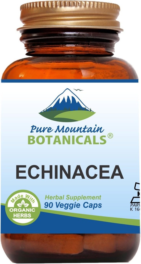 Pure Mountain Botanicals Echinacea Capsules Suplemento - Kosher Vegan Caps con 420mg Echinacea Root
