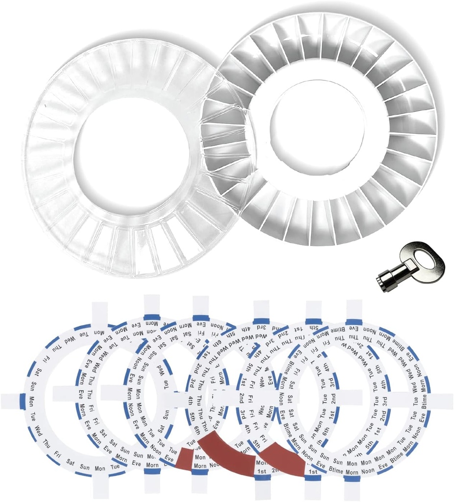 Bandeja de dispensador adicional con anillos de dosificación y clave de recambio Únicamente adicional Organizador de píldoras para dispensador automático MED-E-LERT NO Compatible con XL MED-E-LERT