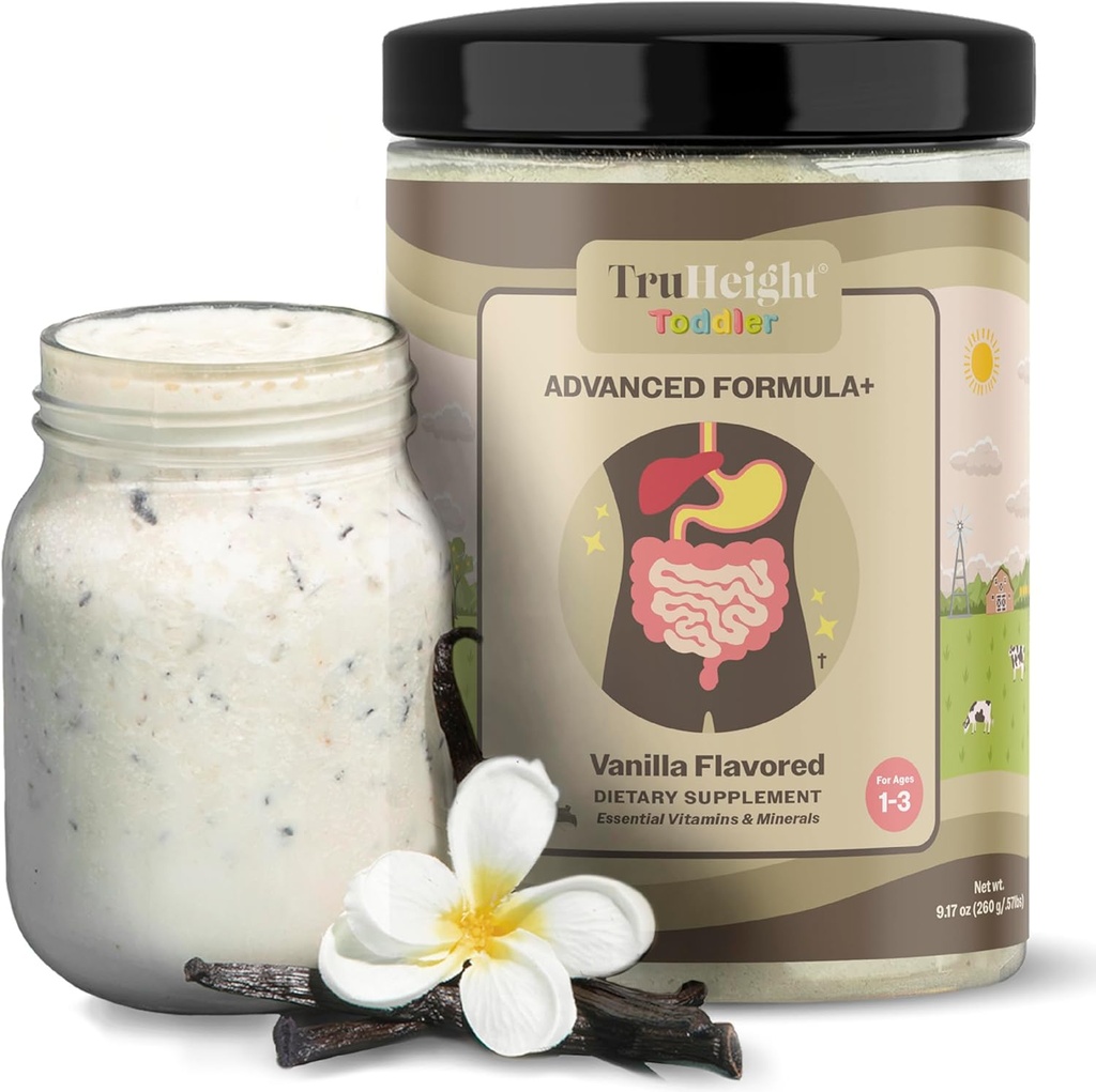 TruHeight Toddler Advanced Fórmula + (Chocolate) 16 Vitaminas incluyendo C, D, Proteína & Hierro para 1, 2, 3 años Bebida Nutricional Basada en leche, Toddler Nutrición completa 12-36 Meses - No GMO
