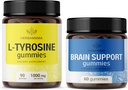 HerBAMAMA L-Tyrosine and Brain Support Kit - Bundle of 1000 mg L-Tyrosine &amp; Brain Support Complex Gummies - Vegan, Non-GMO, Gelatin-Free - 2 Pack