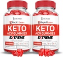 Laboratorios justificados (2 Pack Rapid Lean Keto ACV Gummies Extreme 2000MG Rapid Lean Keto Gummies Apple Sider Vinegar Formulado con Powder Pomegranate Beet Juice B12 Vegan Non GMO 120 Gummys