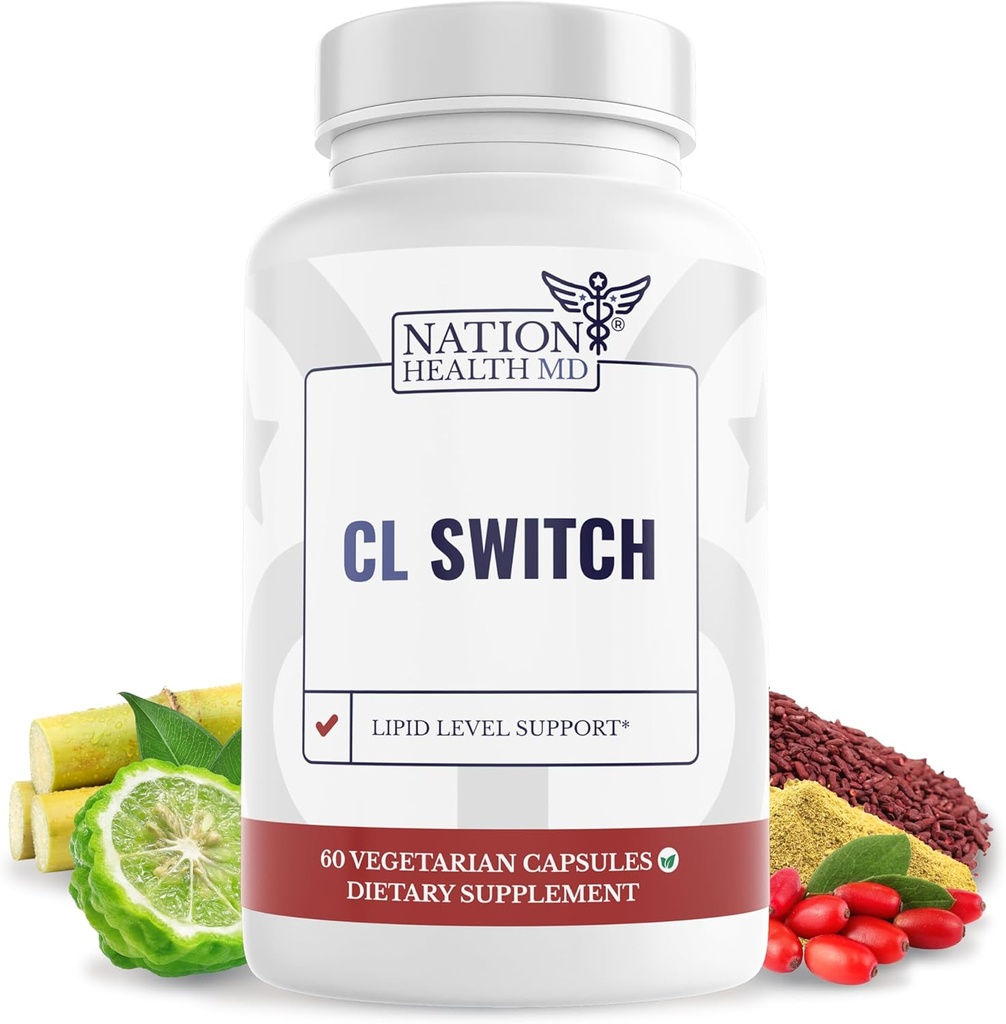 CL Switch – Heart Wellness Supplement – Supports Healthy Cholesterol Levels " Blood Pressure Ya en Normal Range* – con Citrus Bergamot, Berberine, Red Yeast Rice – 60 cápsulas