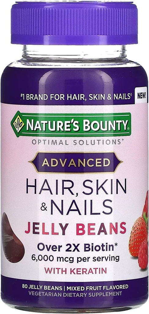 La belleza de la naturaleza pelo avanzado, la piel y las uñas frijoles 80ct, 1 ea