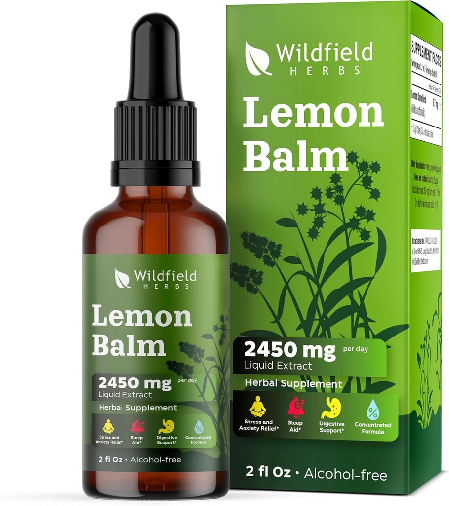 2 Limon Balm Extract Drops Liquid 2000mg (Melissa officinalis) Suplemento Herbal Absorbs Better Than Capsules, 2 Month Supply, 84 Servings, Alcohol-Free Tintura - 2 Oz, Pack de 2