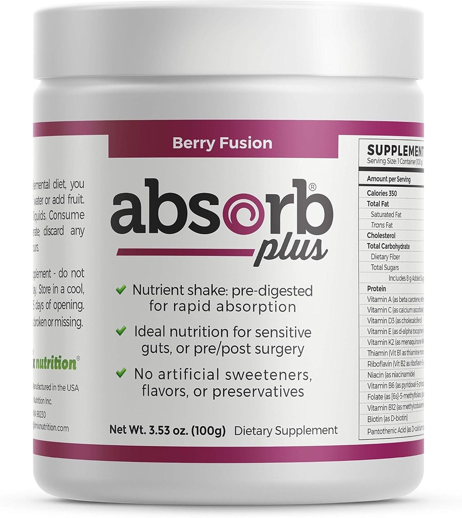 Isolate Protein - Suplemento dietético para mejorar la salud del Gut, apoyo nutricional adicional, no GMO, libre de gluten, libre de lactosa, libre de Casein (100 g, Fusión de Berry)
