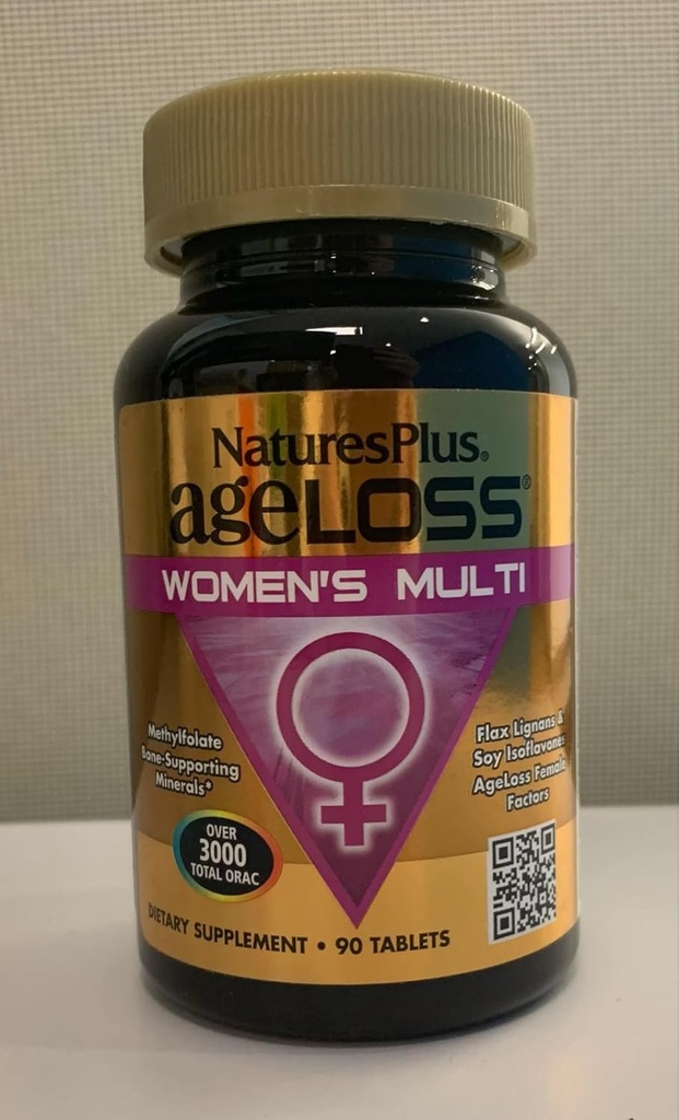 Natures Plus AgeLoss Women’s Multi - 90 Tablets - Anti-Aging Multivitamin & Mineral Supplement, Menstrual & Menopausal Support, Antioxidant - Gluten-Free - 30 Servings