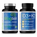 Magtein Magnesium L-Threonate and Vitamin D3 K2 Bundle