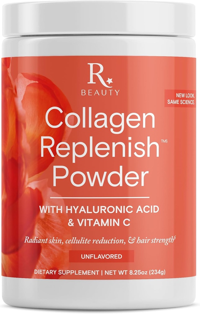 Collagen de belleza de la reserva Replenish Powder - Colágeno de no sabor para la piel radiante " Crecimiento del cabello - Mezcla fácilmente en líquido o smoothie - 8.25 oz