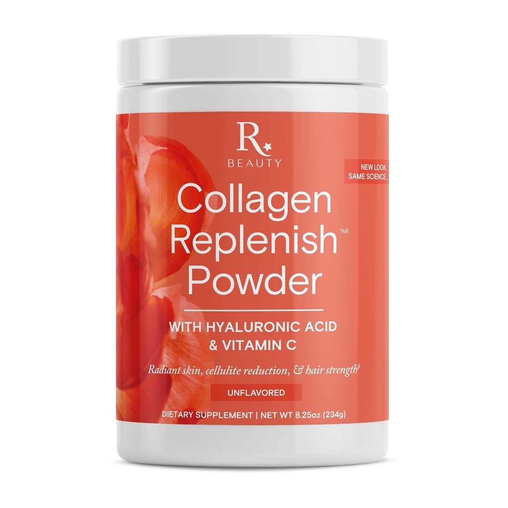 Reserveage Beauty Collagen Replenish Powder - No-Taste Collagen for Radiant Skin & Hair Growth - Mixes Easily in Liquid or Smoothie - 8.25 oz