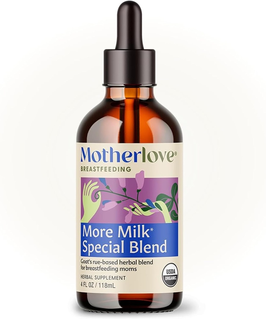 Motherlove More Milk Special Blend Tincture (4 oz Value Size) Herbal Lactation Supplement w/Goat’s Rue to Build Breast Tissue &amp; Support Breast Milk Supply—USDA Certified Organic, Vegan, Soy-Free