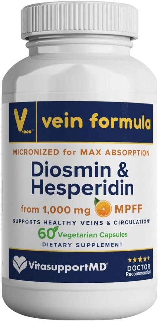 Fórmula de Veinte - Diosmin Hesperidin 1000 mg de MPFF, 60 cápsulas, circulación de sangre y suplementos de Veinte Legislativo, Bioflavonoides Micronizados para Salud Veinte