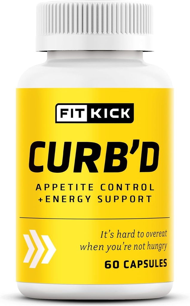 FITKICK Curb’D Capsules – Non-Prescription Appetite & Craving Support, Energy & Focus Formula with Natural Extracts – Raspberry Ketones, Green Coffee Bean & Citrus Aurantium – 60 Vegan Capsules