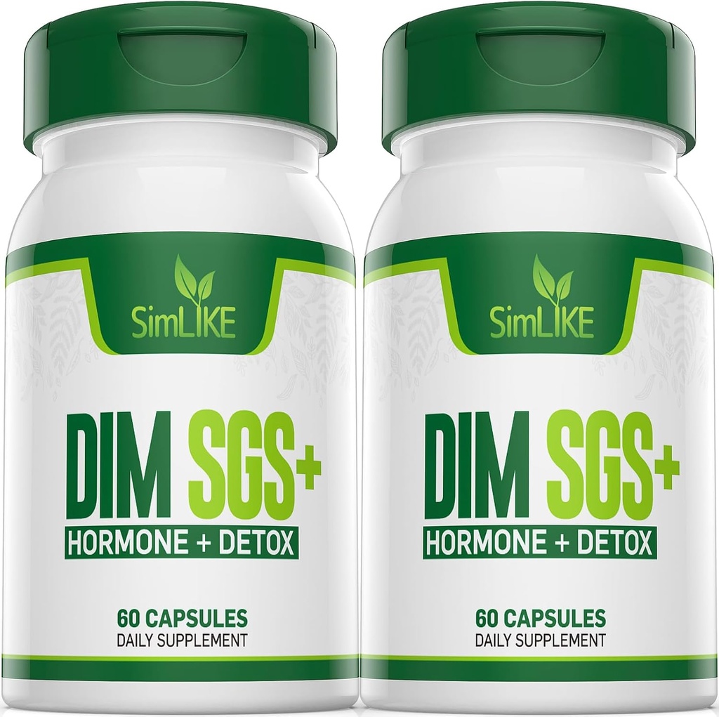 DIM SGS + - Hormona + Detox,Encourages Normal Metabolismo Estrógeno, Equilibrio hormonal, Suplementos de acné hormonales, Apoyo a la menopausia,Ayudas Control Appetite,Promotes Detoxification(2 Packs)
