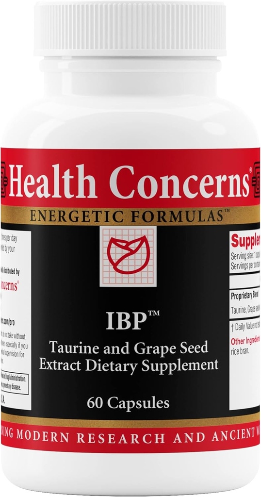 Preocupaciones de salud IBP – Suplemento de salud cardíaca con extracto de semilla de Taurina y Grape – Apoyo a la presión arterial – Fórmula de Circulación Cardiovascular Antioxidante – Metabolismo de colesterol – 60 cápsulas