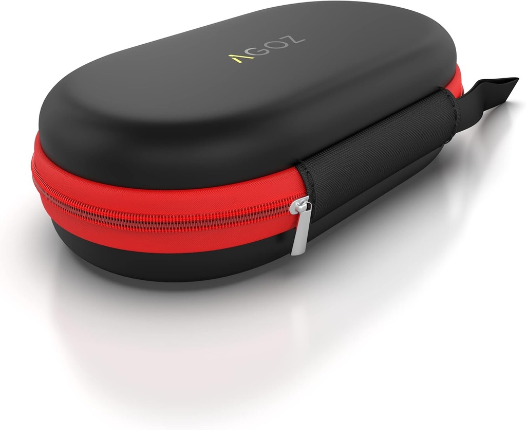AGOZ Asthma Inhaler Medicine Travel Case Pouch Cover, Inhaler Holder with Zipper Closure and Wrist Strap (Black/Red)