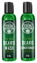 Vikingo Revolución Tea Tree Beard Wash and Conditioner Set para Hombres - Softener de barba natural con aceite de argán, vitamina E y ginseng (5 Oz)
