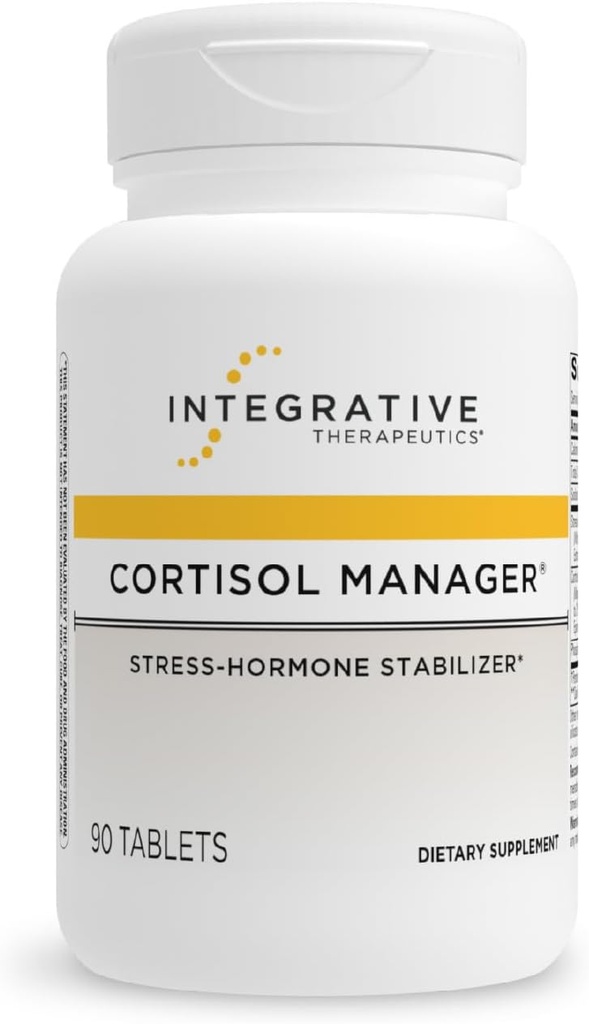 Terapéutica Integrativa Cortisol Manager - Adrenal Health Support Supplement for Healthy Stress Response* - Vegan, Dairy-Free &amp; Gluten-Free - 90 cápsulas (45 piezas)