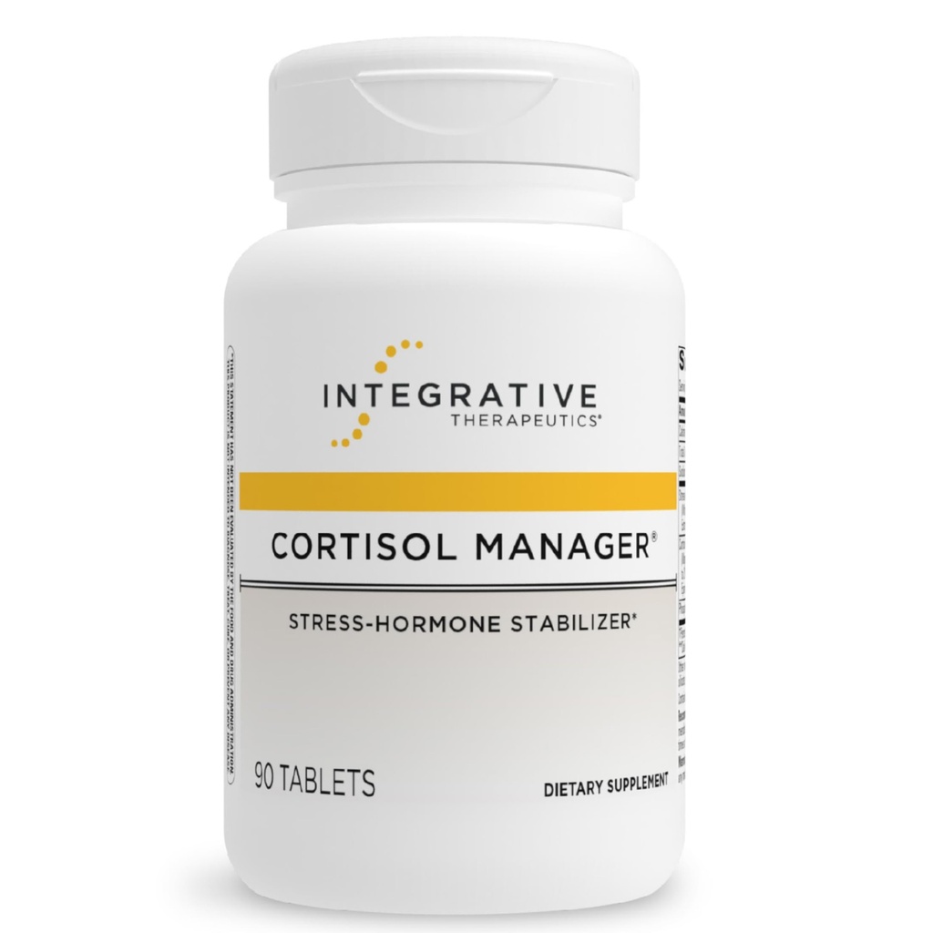 Terapéutica Integrativa Cortisol Manager - Adrenal Health Support Supplement for Healthy Stress Response* - Vegan, Dairy-Free &amp; Gluten-Free - 90 cápsulas (45 piezas)