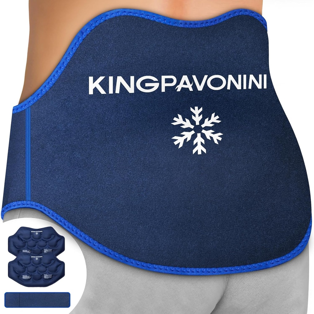 KingPavonini Paquete de hielo extra grande para el alivio de dolor de espalda con el paso de la extensión, 2 paquete reutilizable caja de acero inoxidable para cirugía lumbar, ciática, disco hernia, dolor de coccyx, terapia de frío / calor