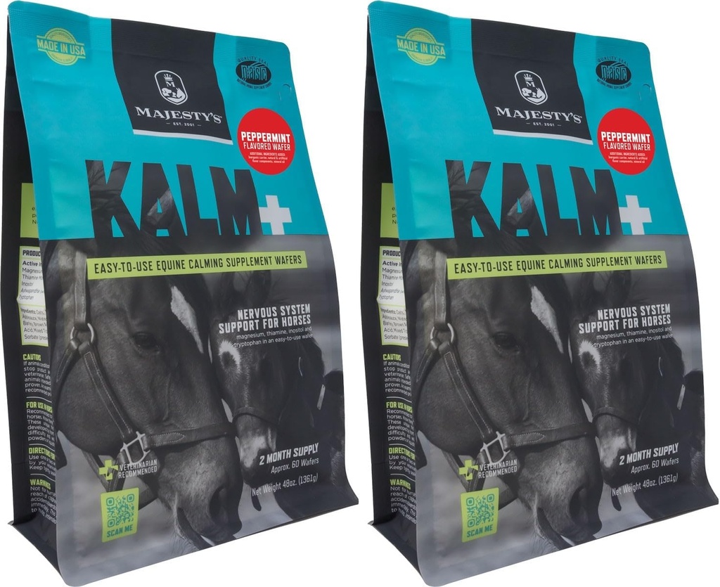Kalm+ Wafers de Majestad - Suplemento de Calmación de Caballo Superior/Equino (Peppermint, 2 Pack(120 Conde Total))