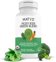 Matys Organic Picky Kids Green Blend, Veggie Powder Supplement, Picky Eater Vitamins for Kids 4 Years +, Superfoods Vegetable Powder for Meals & Smoothies with Spinach, Kale, Broccoli, 1.6 Ounces
