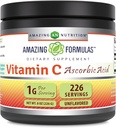 Fórmulas asombrosas Vitamina C (Acid acúsbico) 8 Oz Powder Suplemento TEN 1 Gram Por Serving TENIDO 226 Servimientos TENIDO NO-GMO TEN Gluten Free TEN Made in USA