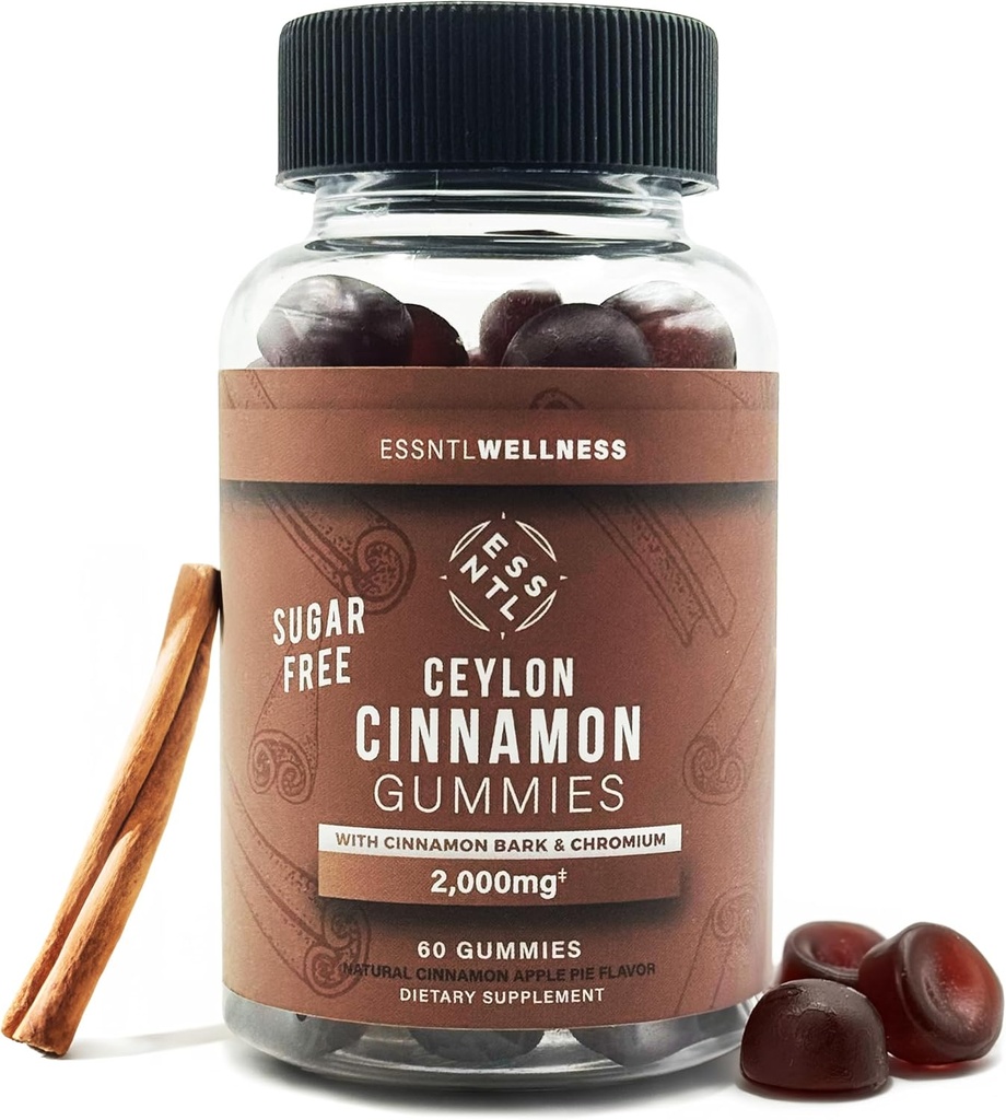 Ceylon Cinnamon Gummies sin azúcar - 120ct Ø 2000mg Por Serving ¦ Antioxidant &amp; Joint Support ← Delicious Apple Pie Flavor ¦ Vegan &amp; Gluten-Free Cinnamon Supplements